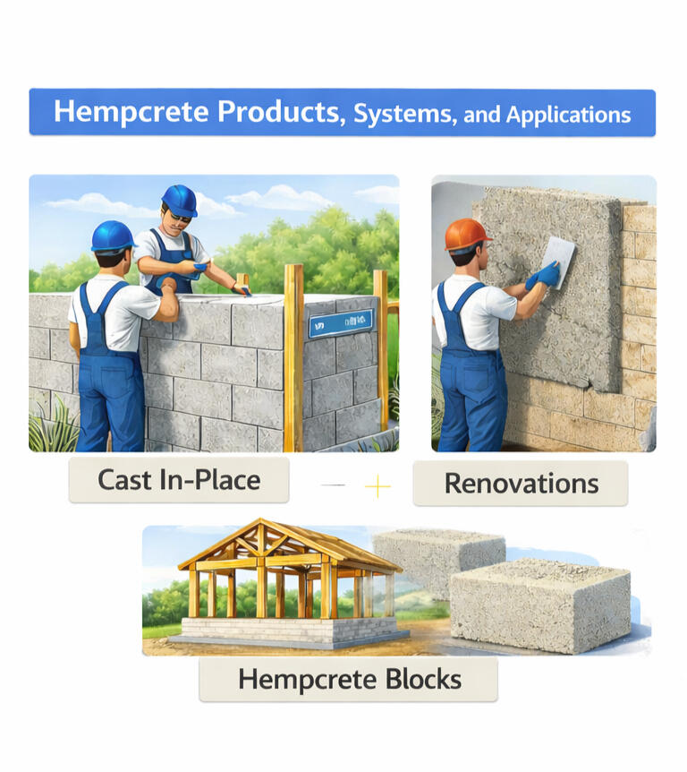 Hempcrete Products, Systems, and Applications hempcrete block construction system