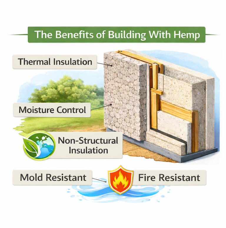 The Benefits Of Building With Hemp hempcrete wall insulation benefits diagram